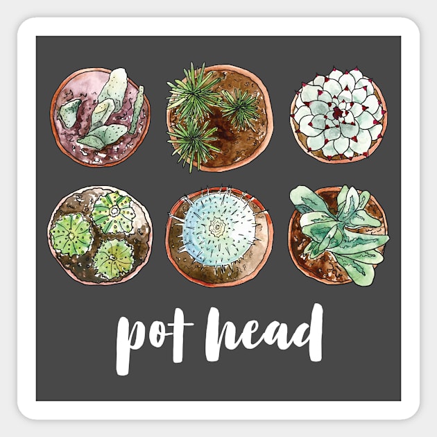 succulent pothead - white Sticker by openspacecollective